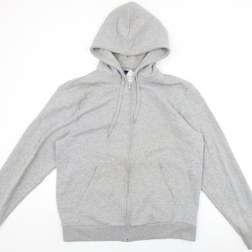 H&M Mens Grey Cotton Full Zip Hoodie Size XL