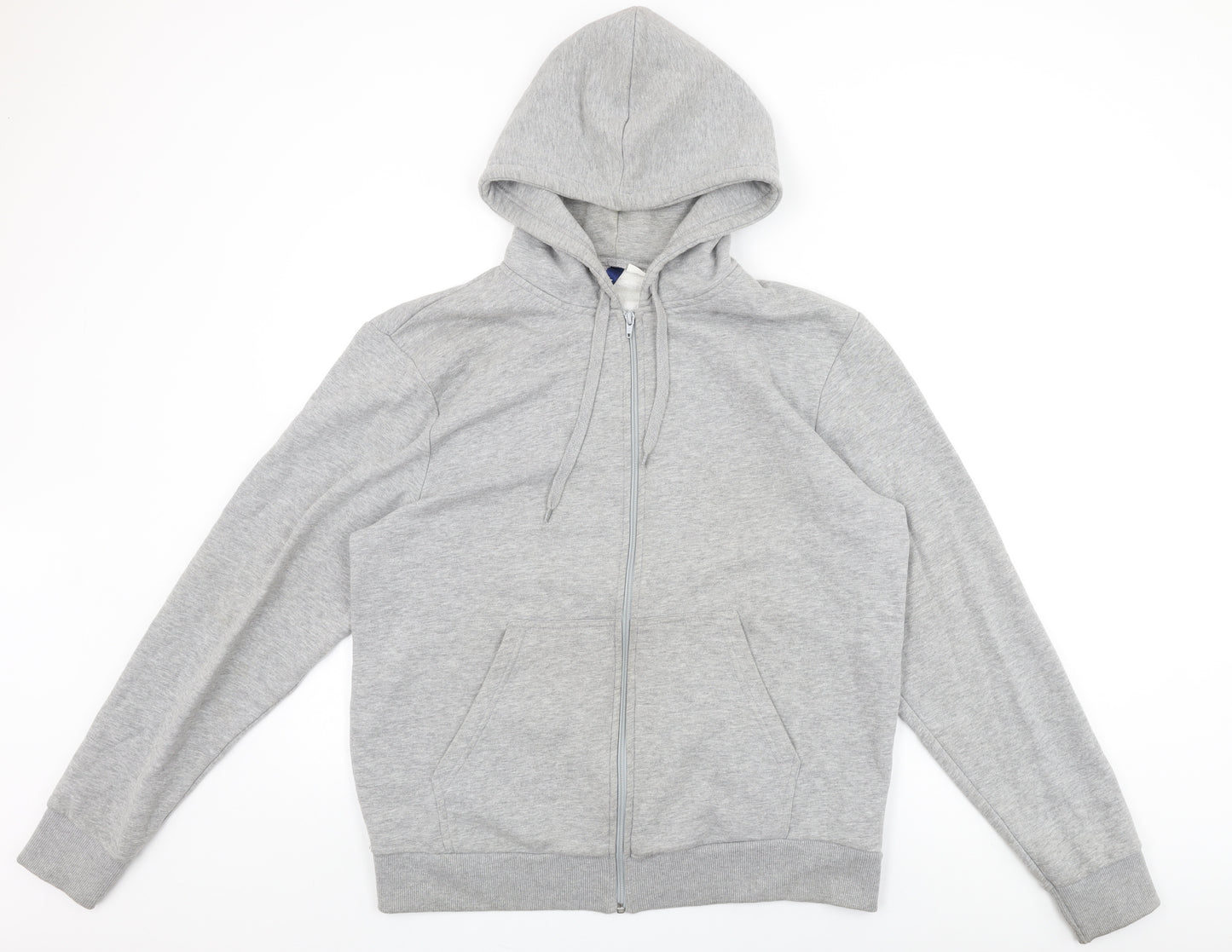 H&M Mens Grey Cotton Full Zip Hoodie Size XL