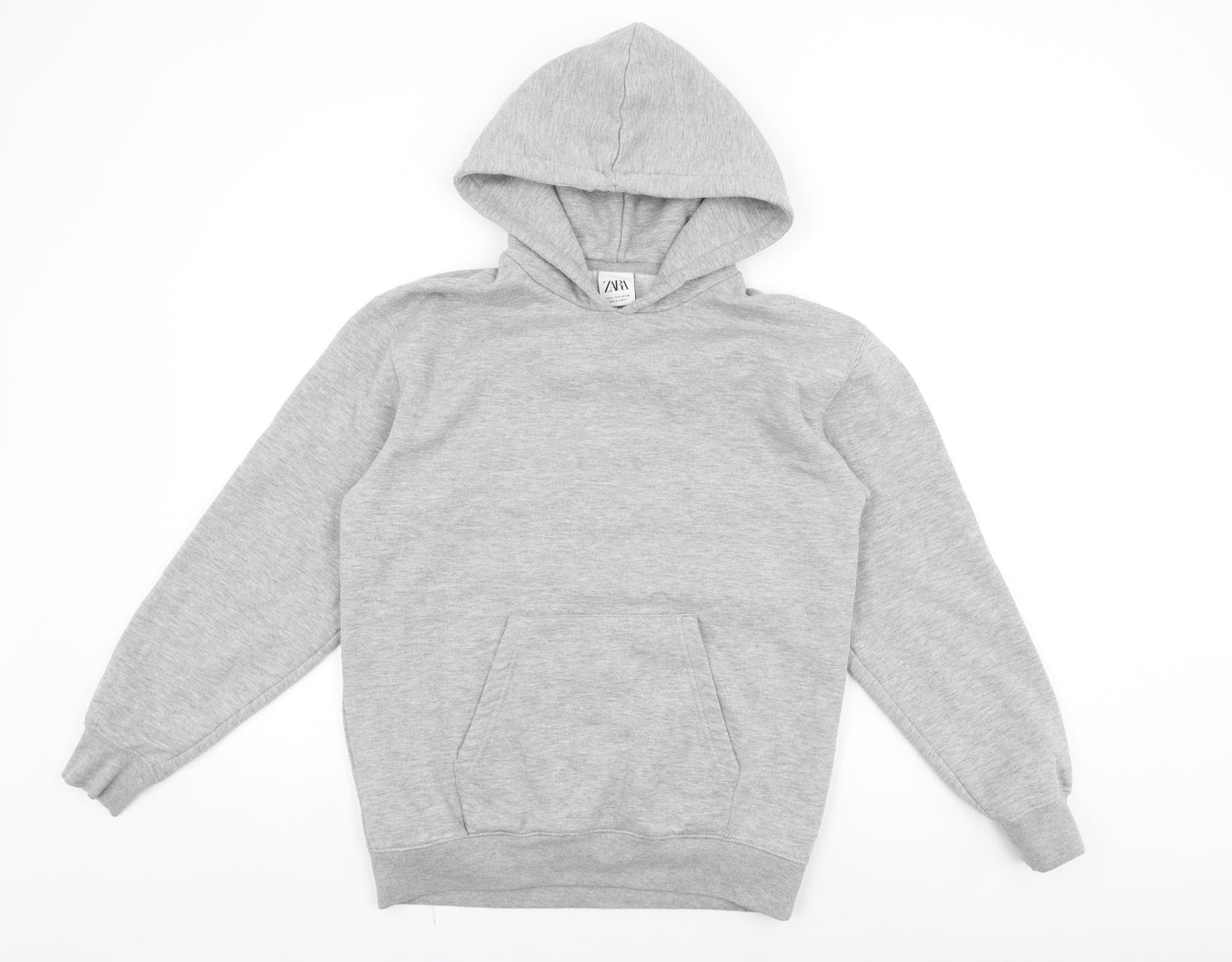 Zara Mens Grey Cotton Pullover Hoodie Size S