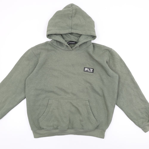 PRETTYLITTLETHING Womens Green Cotton Pullover Hoodie Size 10 Pullover