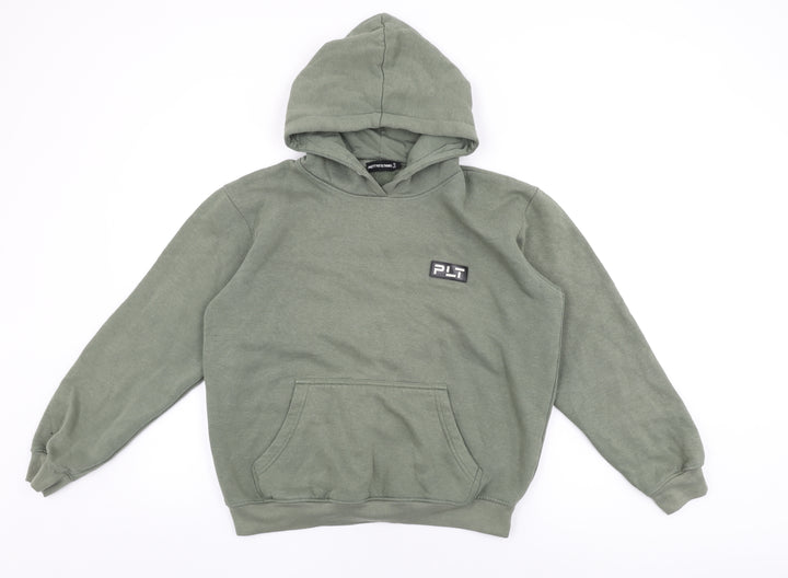PRETTYLITTLETHING Womens Green Cotton Pullover Hoodie Size 10 Pullover