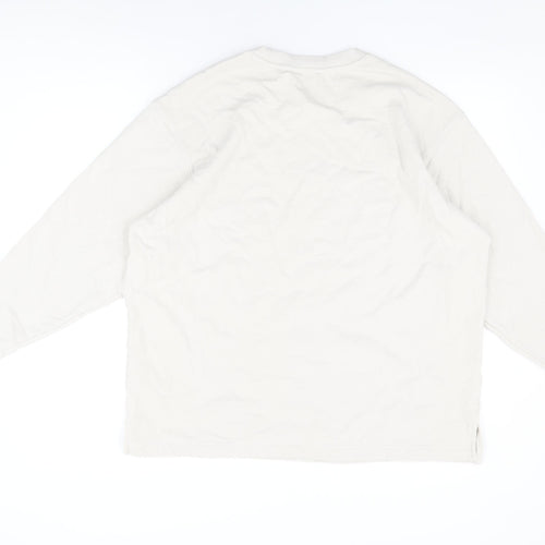 Marks and Spencer Mens White Cotton Pullover Sweatshirt Size L