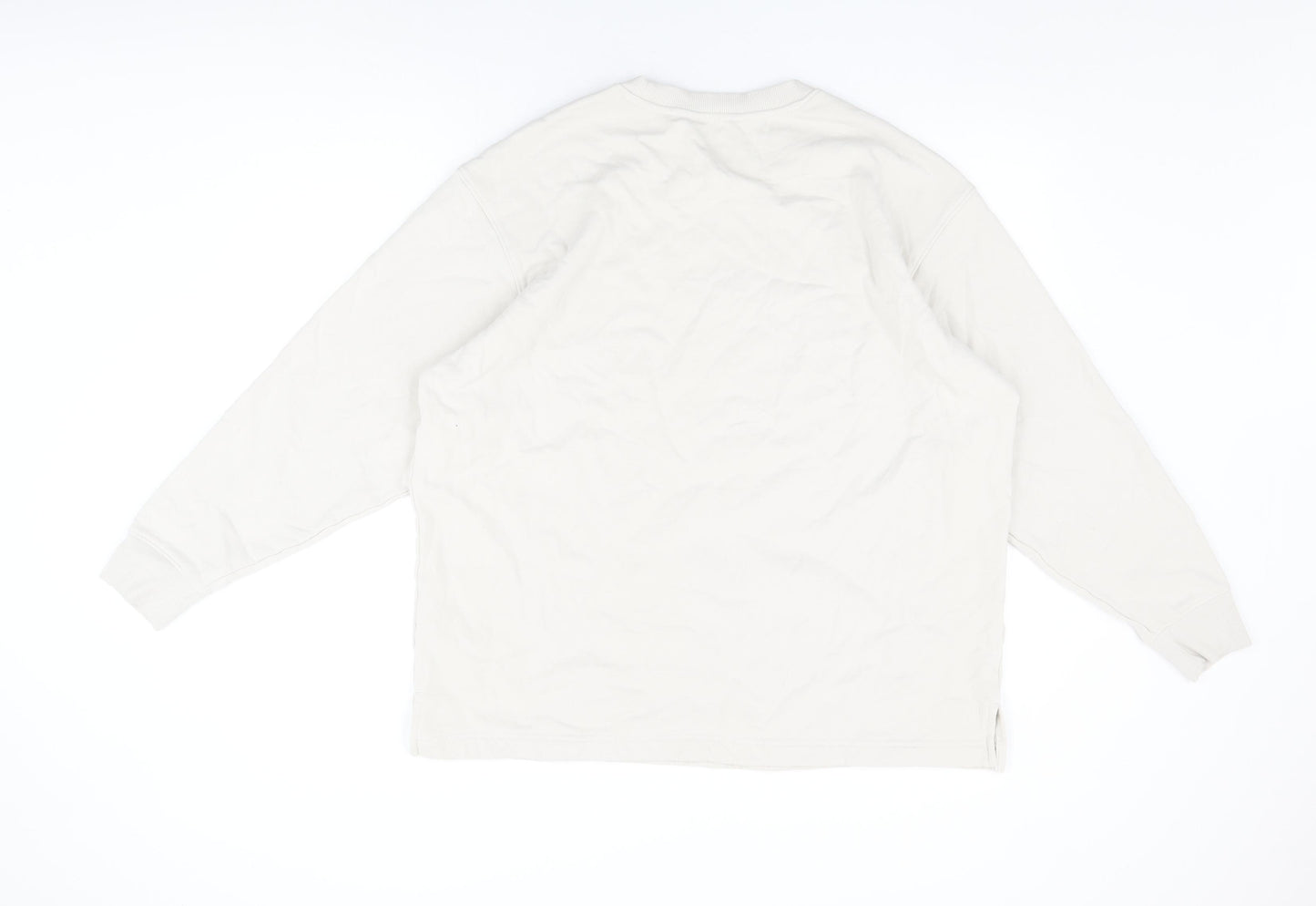 Marks and Spencer Mens White Cotton Pullover Sweatshirt Size L