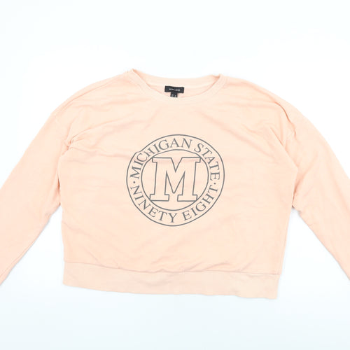 New Look Womens Pink Cotton Pullover Sweatshirt Size 16 Pullover - Michigan State
