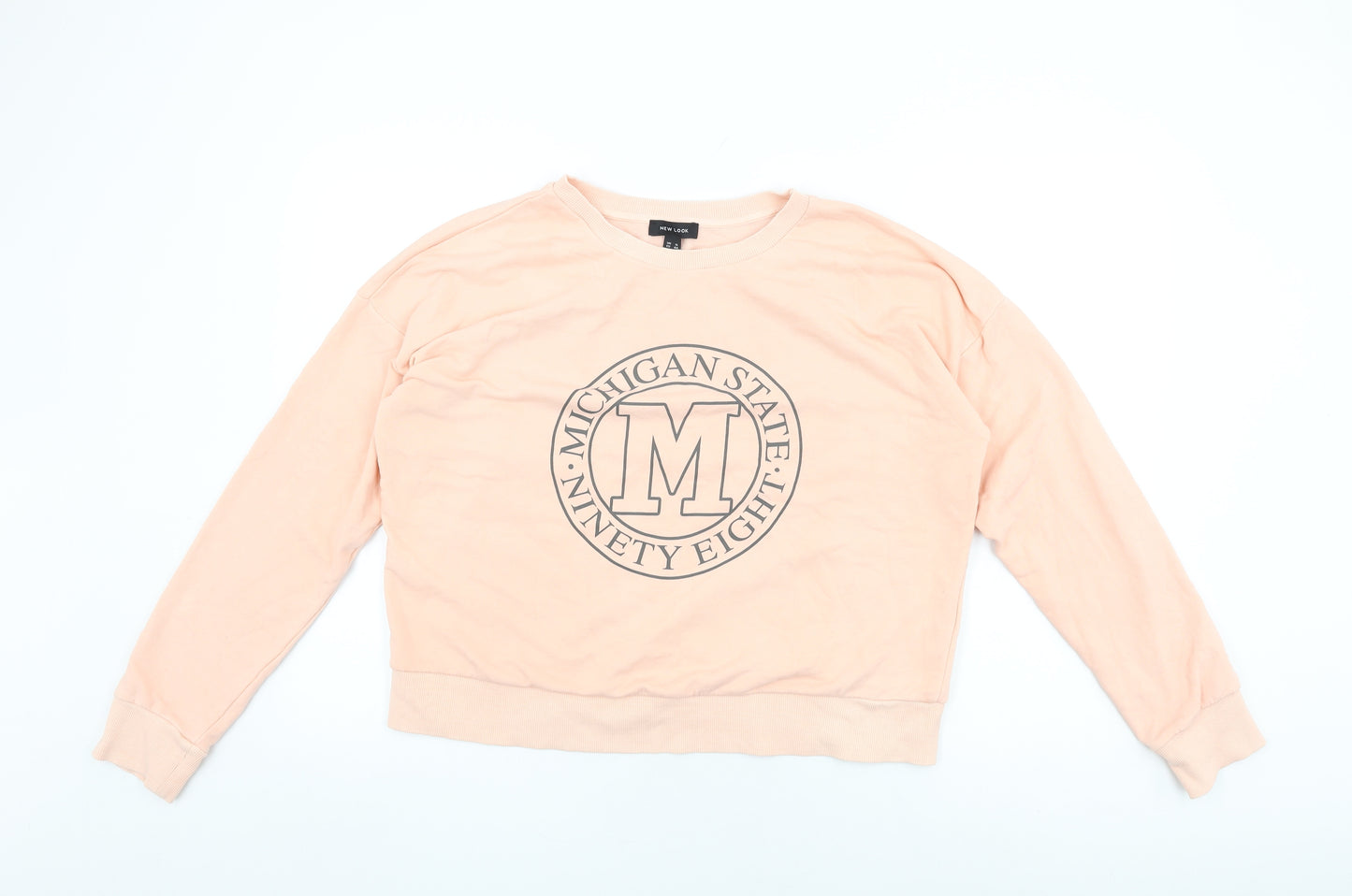 New Look Womens Pink Cotton Pullover Sweatshirt Size 16 Pullover - Michigan State