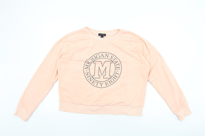 New Look Womens Pink Cotton Pullover Sweatshirt Size 16 Pullover - Michigan State