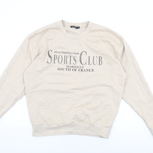 Nasty Gal Womens Beige Cotton Pullover Sweatshirt Size M Pullover - Sports Club
