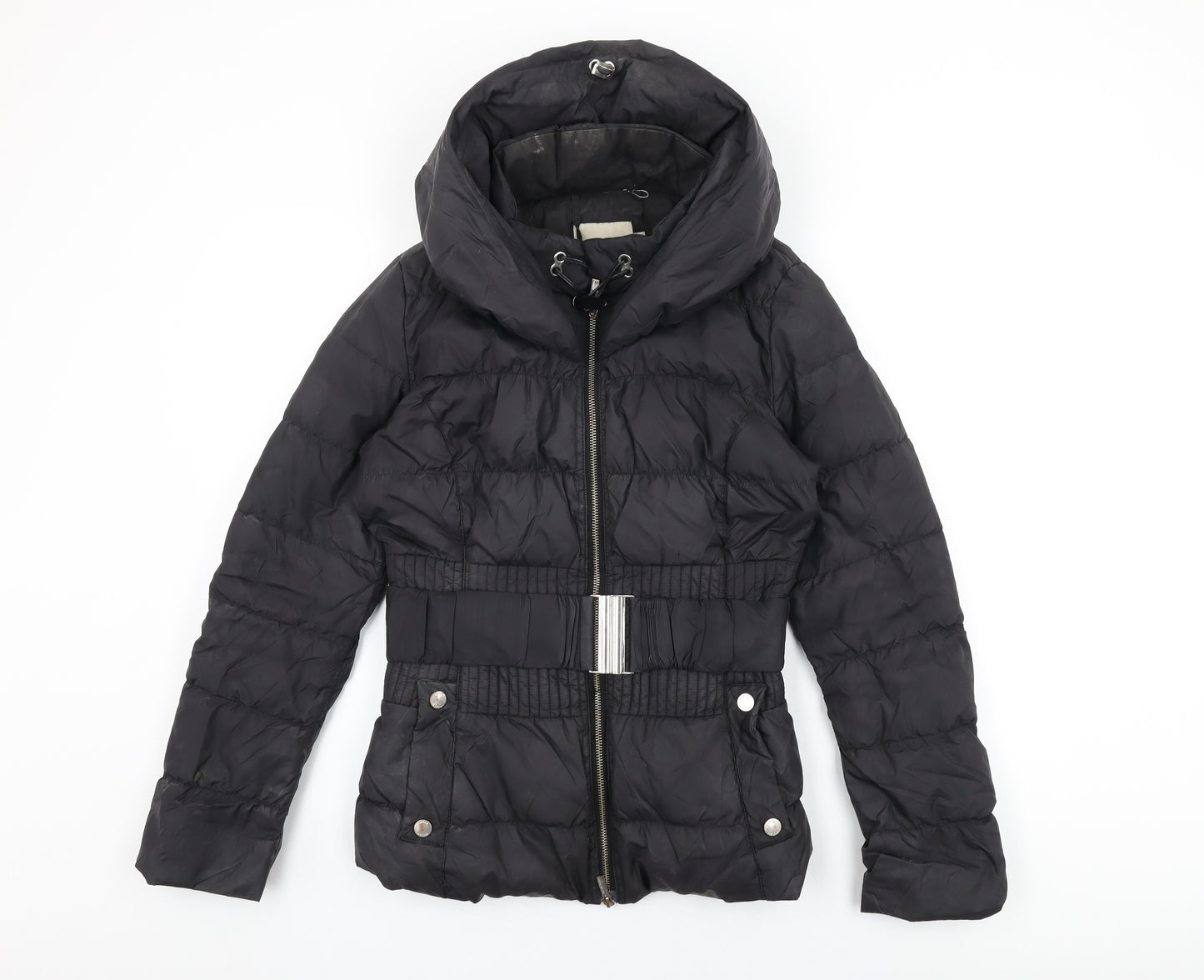 Karen Millen Womens Black Puffer Jacket Coat Size 12 Zip