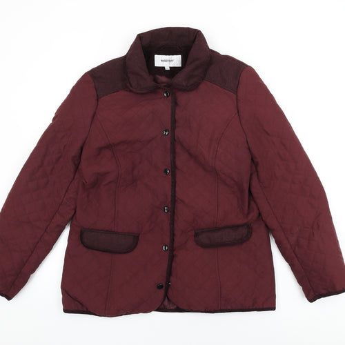 EWM Womens Red Quilted Coat Size 14 Snap