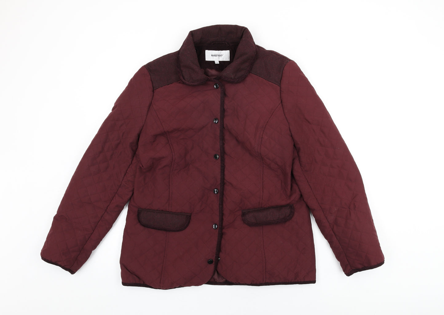 EWM Womens Red Quilted Coat Size 14 Snap