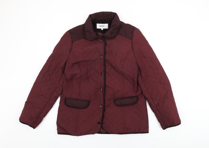 EWM Womens Red Quilted Coat Size 14 Snap