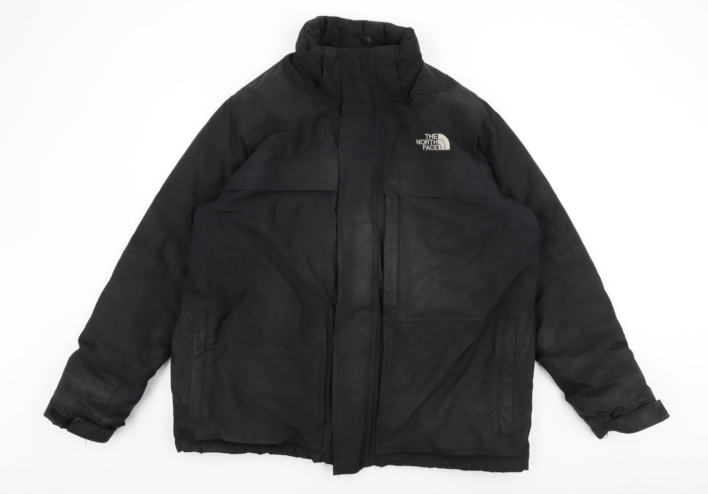 The North Face Mens Black Overcoat Coat Size XL Zip