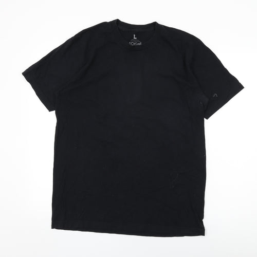 Soigne Mens Black Cotton T-Shirt Size L Round Neck - Spears 81