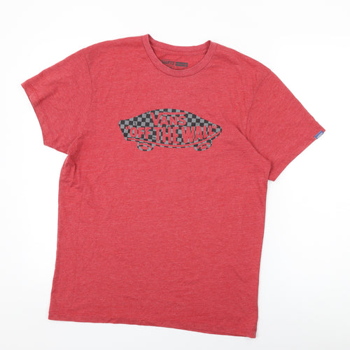 VANS Mens Red Cotton T-Shirt Size M Round Neck - Vans Off The Wall