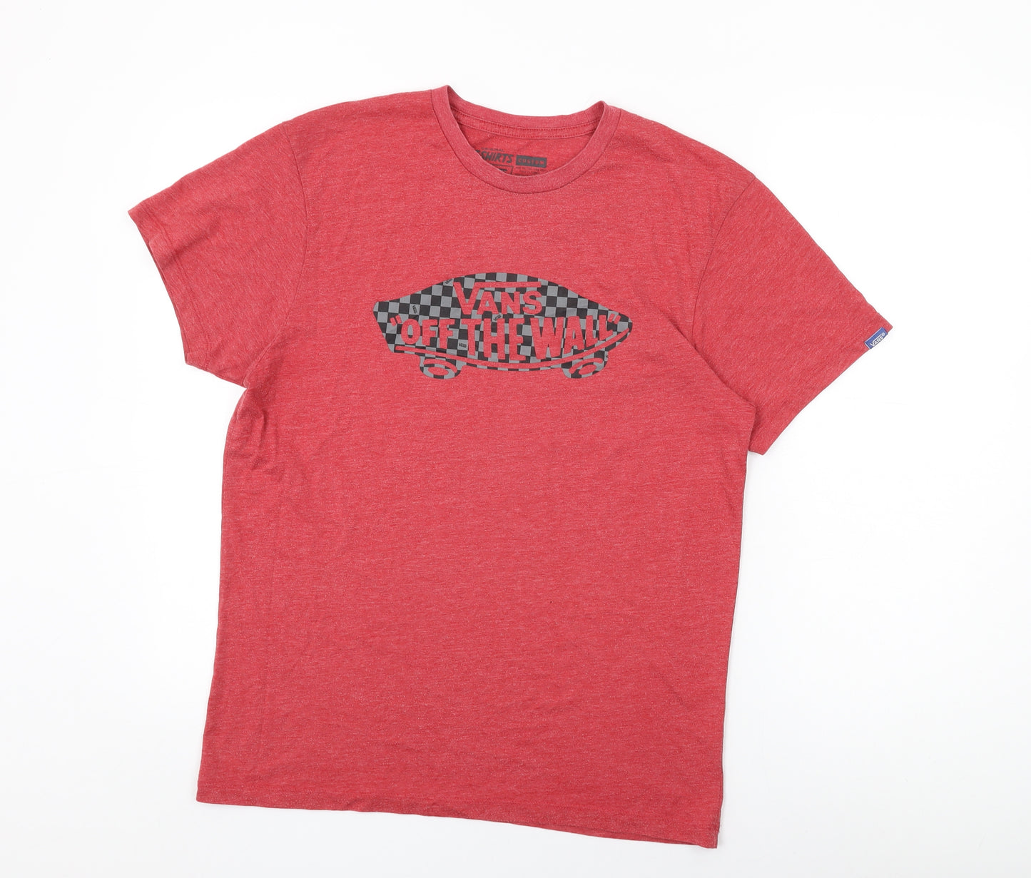 VANS Mens Red Cotton T-Shirt Size M Round Neck - Vans Off The Wall