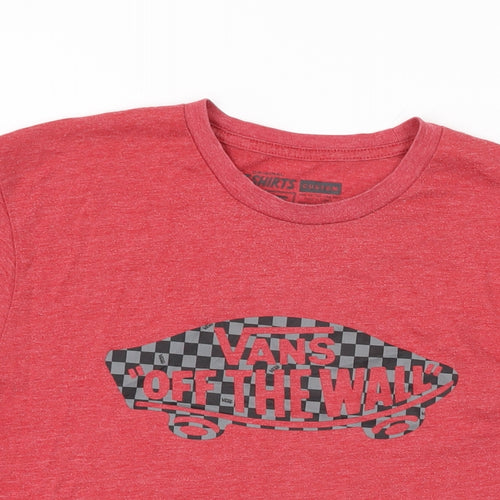 VANS Mens Red Cotton T-Shirt Size M Round Neck - Vans Off The Wall