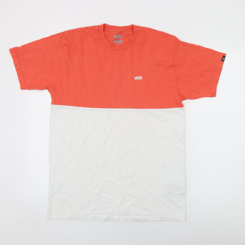 VANS Mens Orange Cotton T-Shirt Size M Round Neck