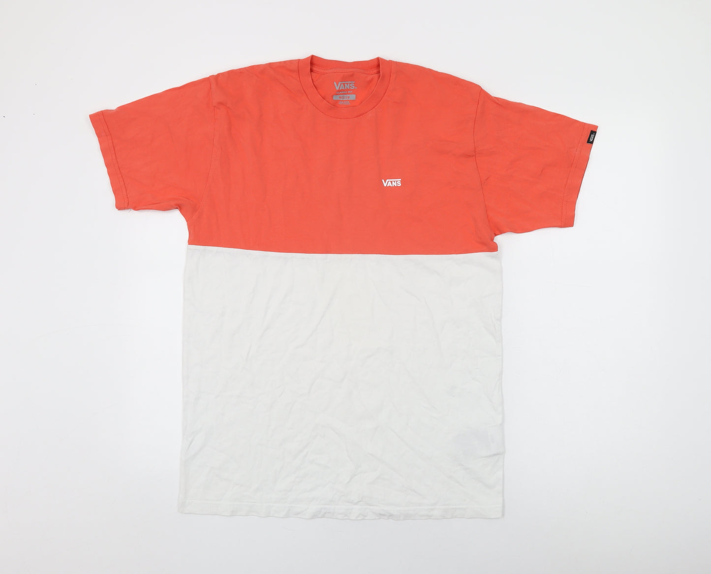 VANS Mens Orange Cotton T-Shirt Size M Round Neck