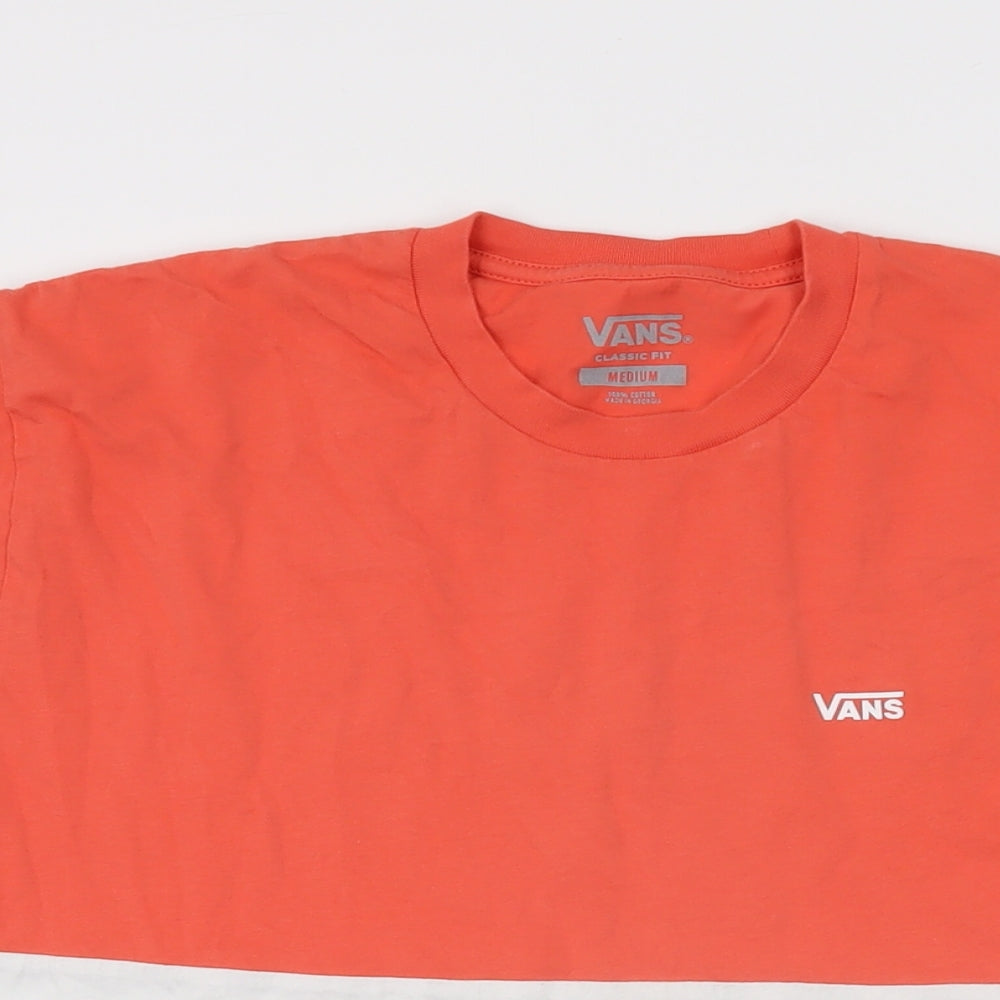 VANS Mens Orange Cotton T-Shirt Size M Round Neck