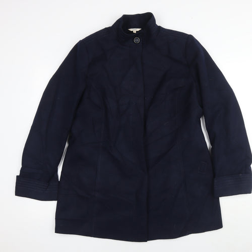 M&Co Womens Blue Pea Coat Coat Size 16 Buckle