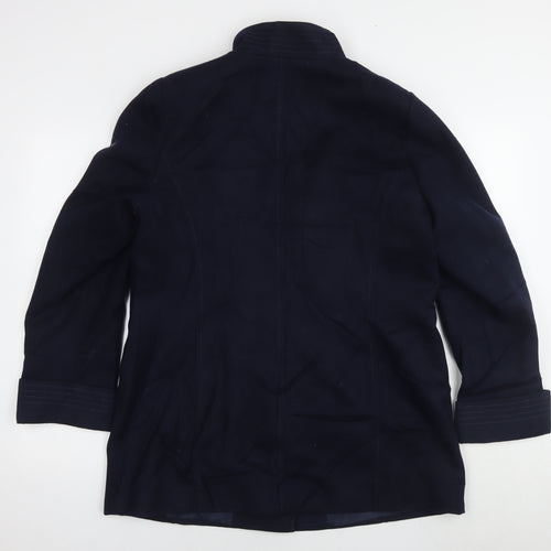 M&Co Womens Blue Pea Coat Coat Size 16 Buckle