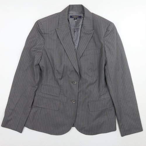 Brooks Brothers Womens Grey Striped Wool Jacket Suit Jacket Size 14