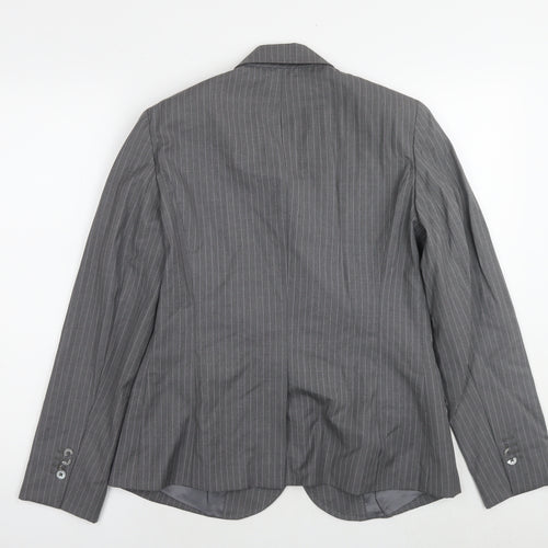 Brooks Brothers Womens Grey Striped Wool Jacket Suit Jacket Size 14