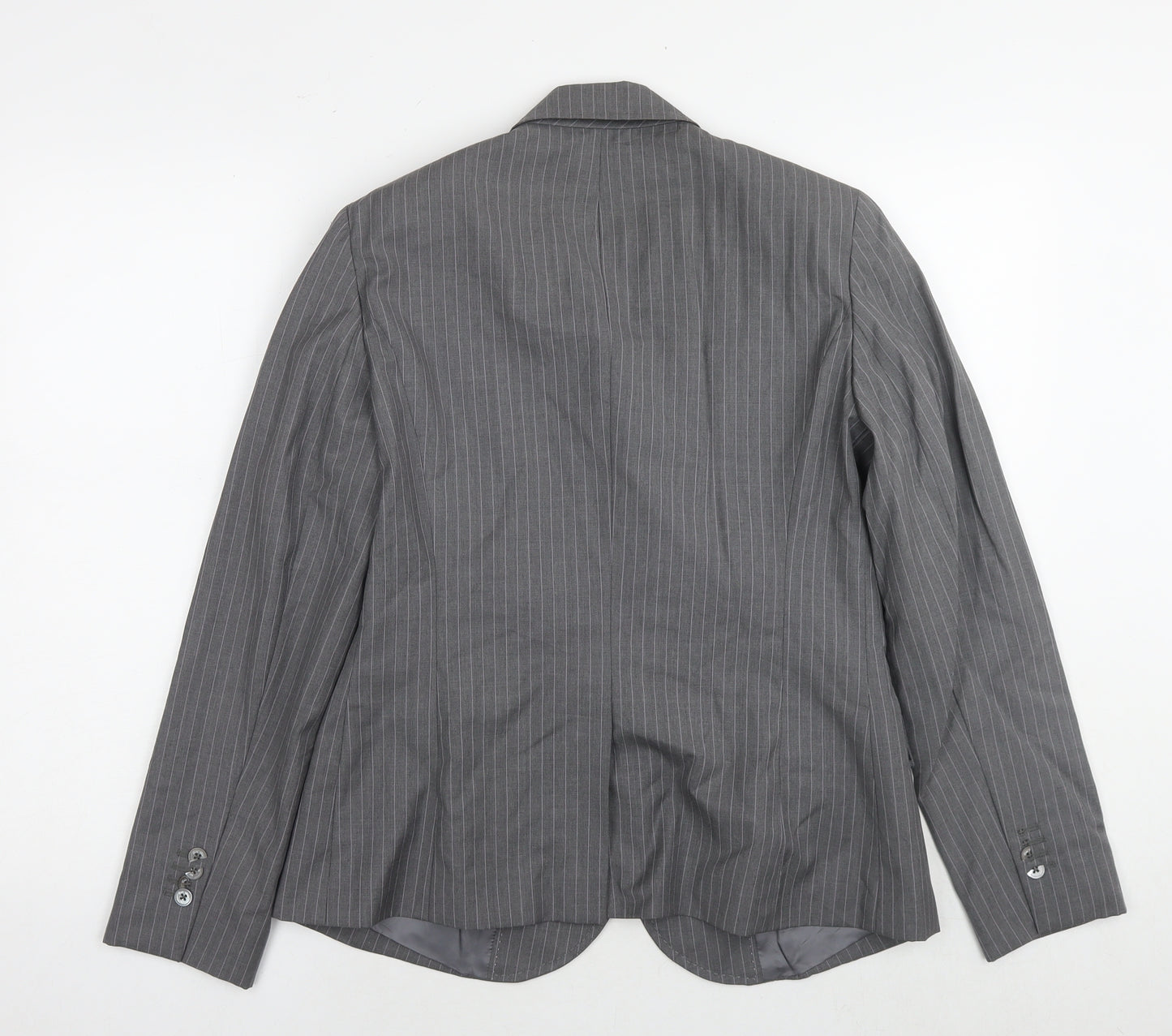 Brooks Brothers Womens Grey Striped Wool Jacket Suit Jacket Size 14