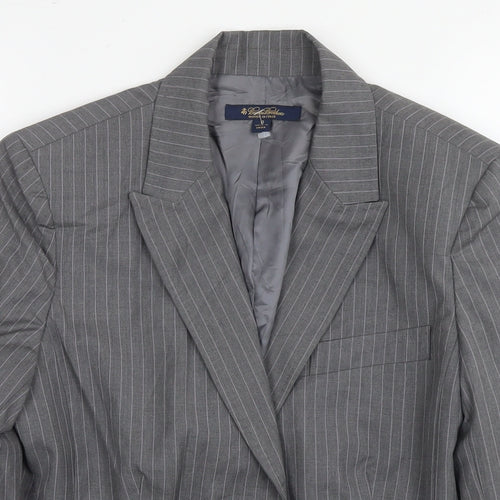 Brooks Brothers Womens Grey Striped Wool Jacket Suit Jacket Size 14