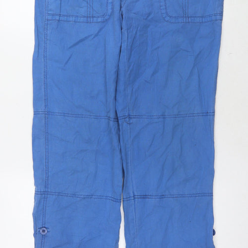 Old Khaki Womens Blue Linen Trousers Size 12 L30 in Regular Zip