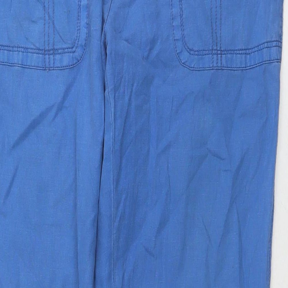 Old Khaki Womens Blue Linen Trousers Size 12 L30 in Regular Zip