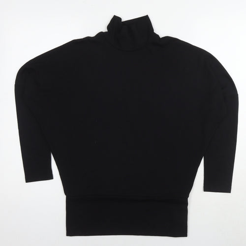 River Island Womens Black Polyester Basic T-Shirt Size 8 Roll Neck