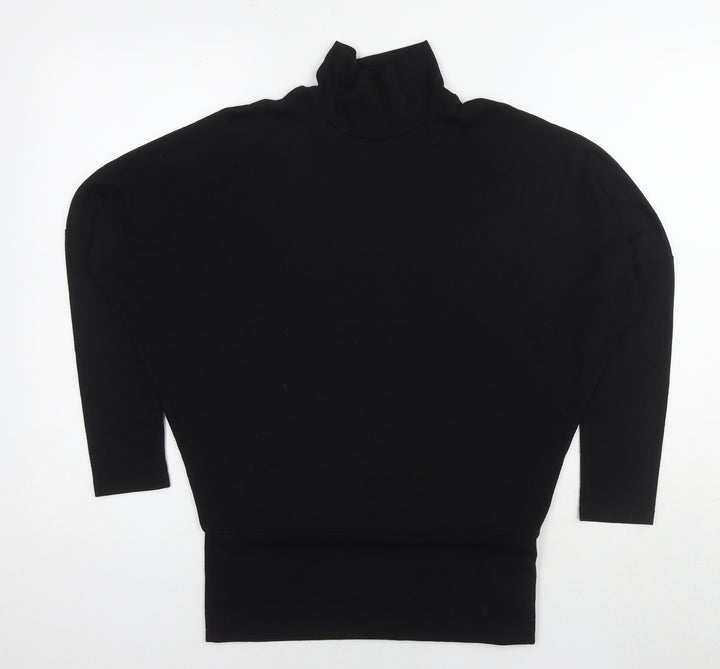 River Island Womens Black Polyester Basic T-Shirt Size 8 Roll Neck