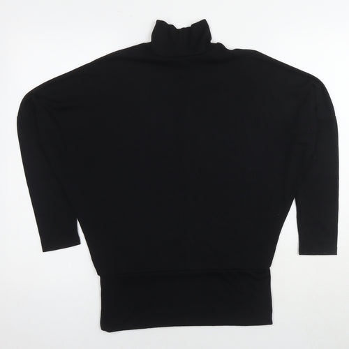 River Island Womens Black Polyester Basic T-Shirt Size 8 Roll Neck