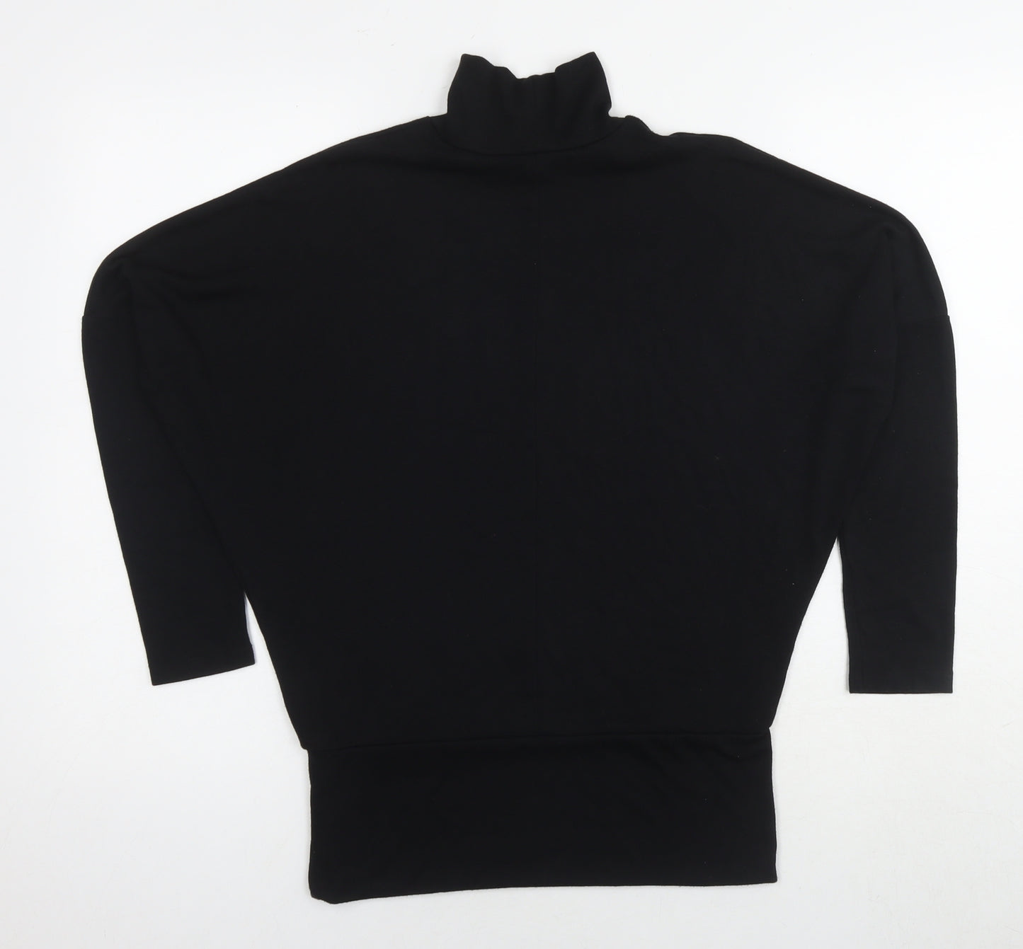 River Island Womens Black Polyester Basic T-Shirt Size 8 Roll Neck