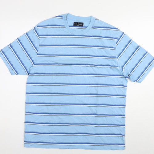 Blue Harbour Womens Blue Striped Cotton Basic T-Shirt Size M Round Neck