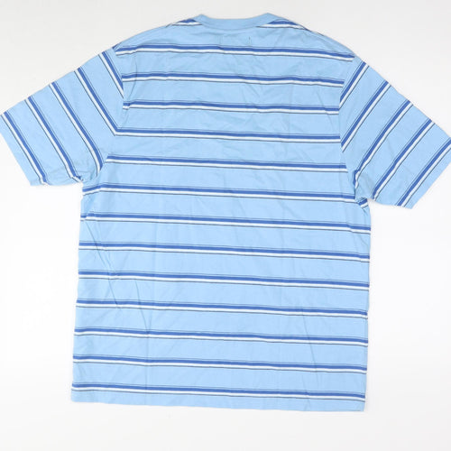 Blue Harbour Womens Blue Striped Cotton Basic T-Shirt Size M Round Neck