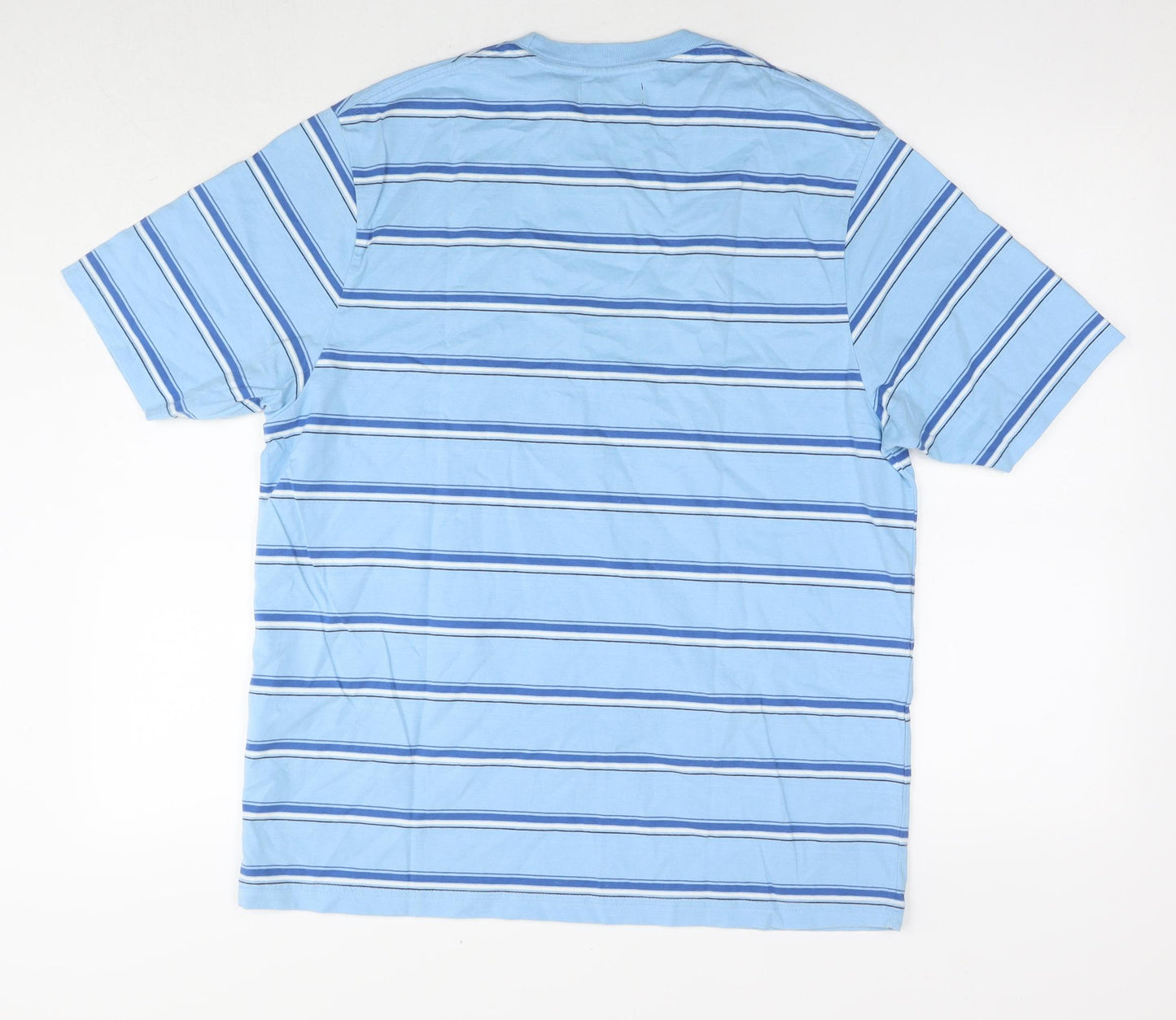 Blue Harbour Womens Blue Striped Cotton Basic T-Shirt Size M Round Neck