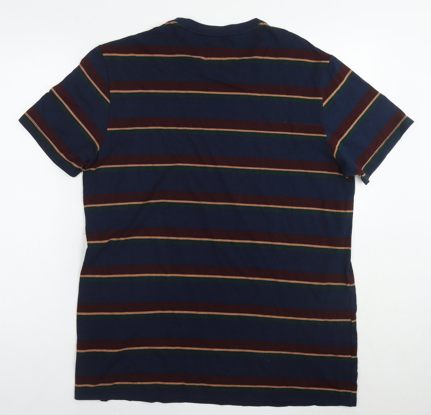 Burton Mens Blue Striped Cotton T-Shirt Size L Round Neck