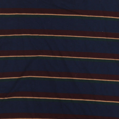 Burton Mens Blue Striped Cotton T-Shirt Size L Round Neck