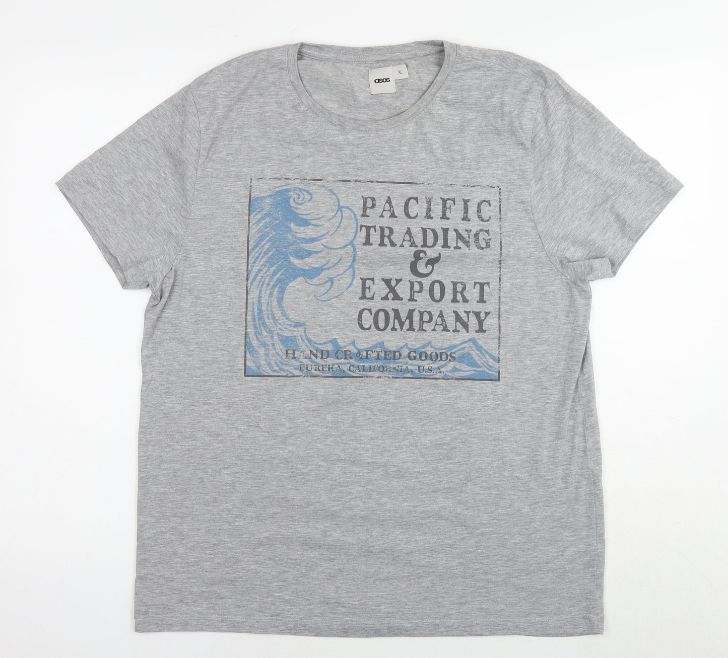 ASOS Mens Grey Polyester T-Shirt Size XL Round Neck - Pacific Trading Company Wave