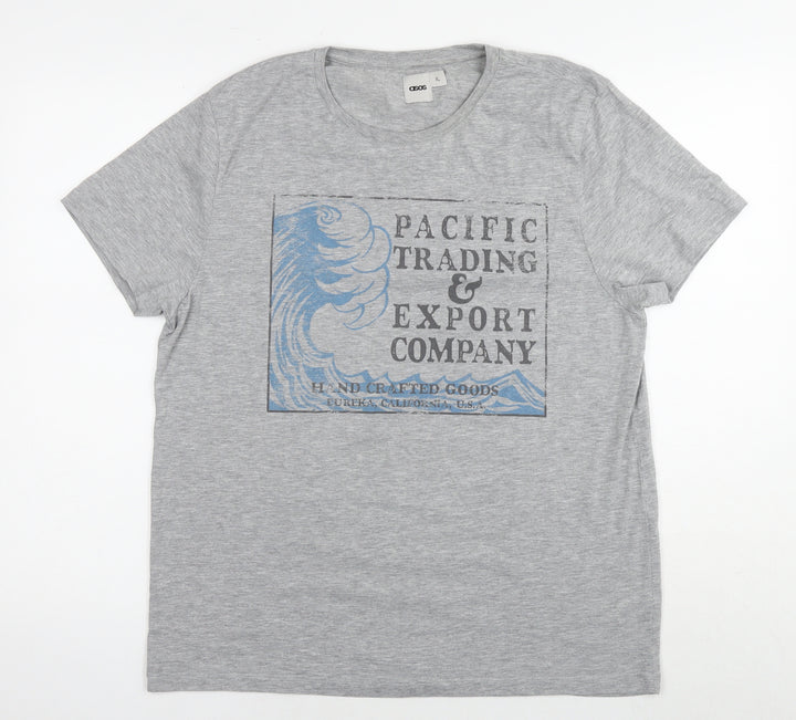 ASOS Mens Grey Polyester T-Shirt Size XL Round Neck - Pacific Trading Company Wave