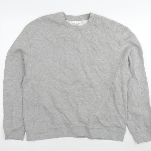 Topshop Mens Grey Cotton Pullover Sweatshirt Size M