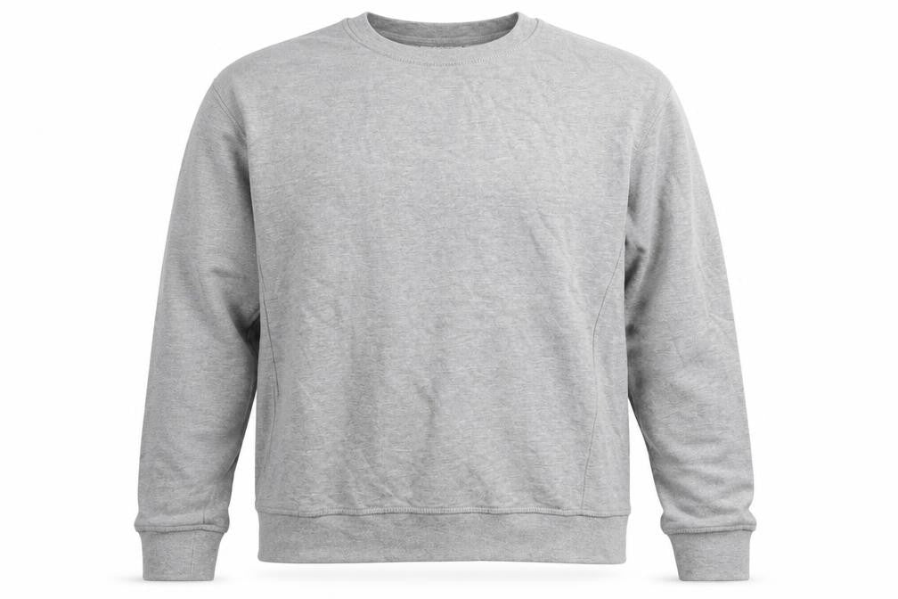 Front view of Topshop men’s grey cotton pullover sweatshirt, size M