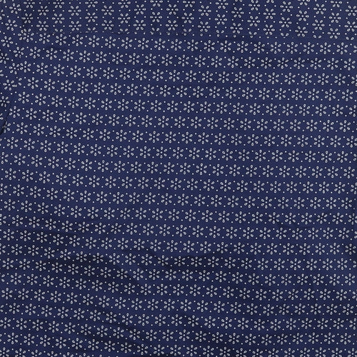 Marks and Spencer Womens Blue Floral Cotton Basic Button-Up Size 8 Collared