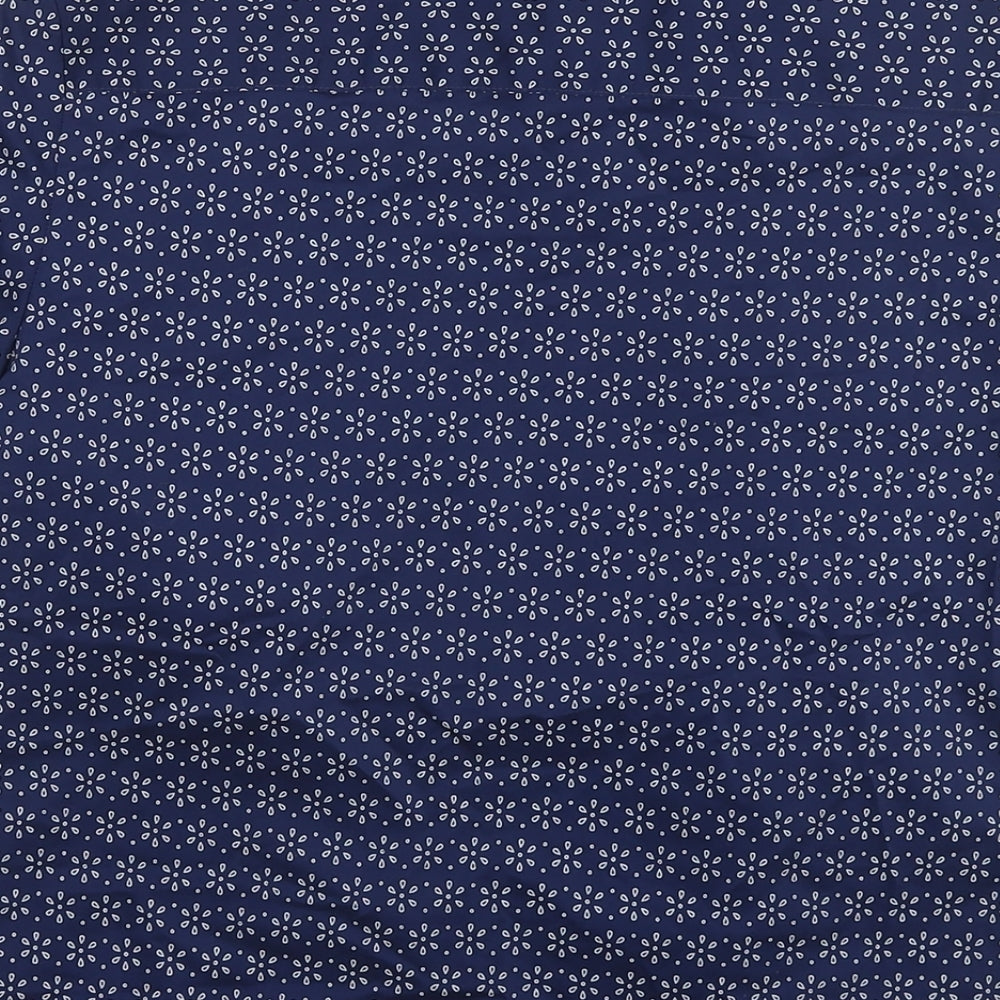 Marks and Spencer Womens Blue Floral Cotton Basic Button-Up Size 8 Collared