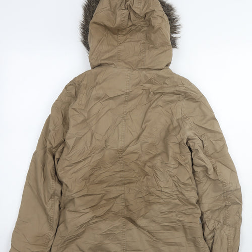 H&M Womens Brown Parka Coat Size 10 Zip