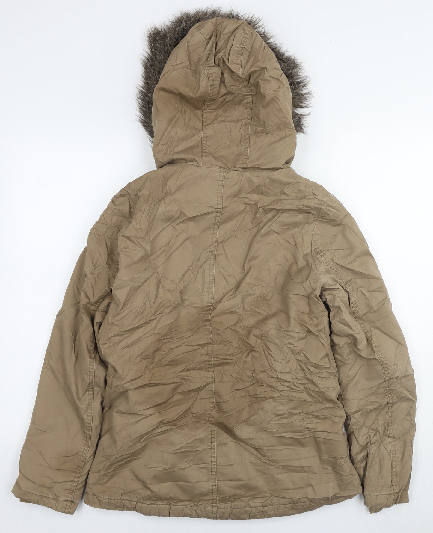 H&M Womens Brown Parka Coat Size 10 Zip