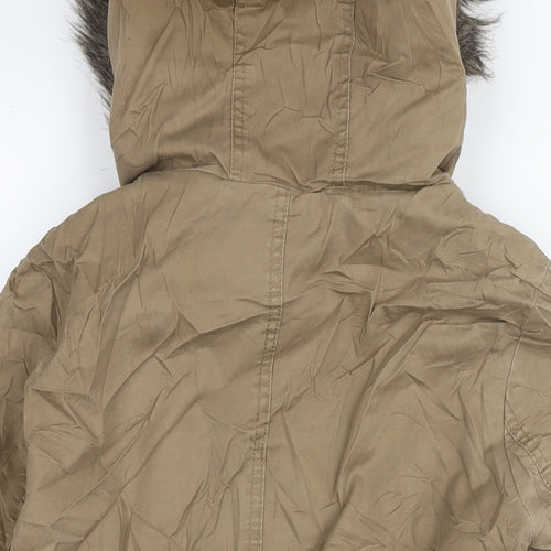 H&M Womens Brown Parka Coat Size 10 Zip