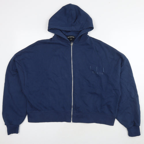 PRETTYLITTLETHING Womens Blue Cotton Full Zip Hoodie Size XS Pullover